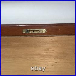 Vtg High Gloss Humidor 120 Cigar Mahogany Wood Cedar Lined 14.5x10.5x7.25No Key