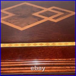 Vtg High Gloss Humidor 120 Cigar Mahogany Wood Cedar Lined 14.5x10.5x7.25No Key
