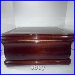Vtg High Gloss Humidor 120 Cigar Mahogany Wood Cedar Lined 14.5x10.5x7.25No Key