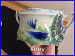 Vtg. Humidor. Lidded/handles stylized images, tree, decals, etc