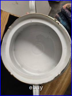 Vtg. Humidor. Lidded/handles stylized images, tree, decals, etc