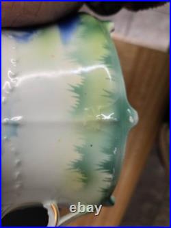 Vtg. Humidor. Lidded/handles stylized images, tree, decals, etc