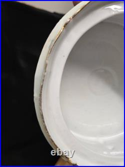 Vtg. Humidor. Lidded/handles stylized images, tree, decals, etc