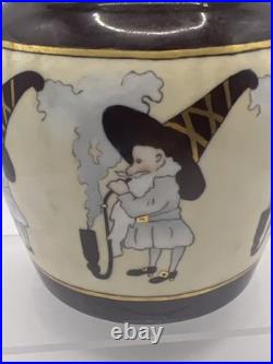 Vtg RARE MZ Austria Porcelain Humidor Covered Tobacco Jar Smoking Gnome 1800s