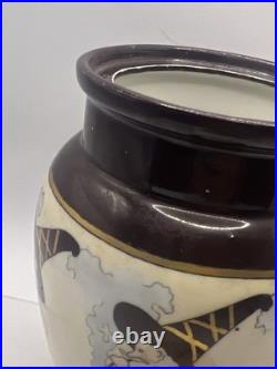 Vtg RARE MZ Austria Porcelain Humidor Covered Tobacco Jar Smoking Gnome 1800s