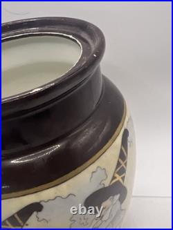 Vtg RARE MZ Austria Porcelain Humidor Covered Tobacco Jar Smoking Gnome 1800s