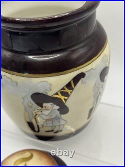 Vtg RARE MZ Austria Porcelain Humidor Covered Tobacco Jar Smoking Gnome 1800s