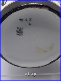 Vtg RARE MZ Austria Porcelain Humidor Covered Tobacco Jar Smoking Gnome 1800s