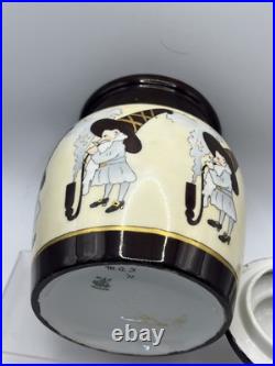 Vtg RARE MZ Austria Porcelain Humidor Covered Tobacco Jar Smoking Gnome 1800s