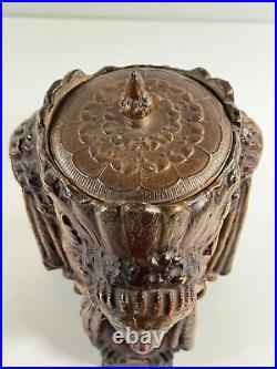 Vtg Three Faced Native American Indian Princess Ceramic Tobacco Humidor