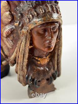 Vtg Three Faced Native American Indian Princess Ceramic Tobacco Humidor