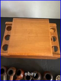 Vtg Tobacco Estate Pipes Lot of 7 Pipes Stand Box Aztec Humidor. Good For Enthu