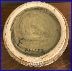 Weller Pottery Knifewood Tobacco Jar with Hunting Dogs