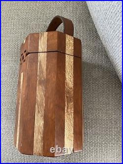 WoW! Vintage Hand-Made Solid Wood Humidor Leather Handle Humidifier