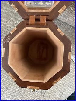 WoW! Vintage Hand-Made Solid Wood Humidor Leather Handle Humidifier