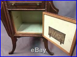 Wood Cigar Stand Humidor Antique Magazine Cigarette Station With Drawer Made USA