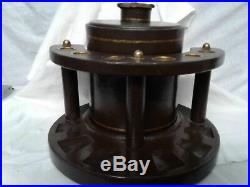 Wood pipe holder stand with Humidor leather covered 6 spots for pipes preowned