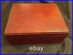Wooden Cedar Lined Empty Cigar Box Hygrometer Humidor 12 x 10 x 5 Preowned