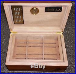 Wooden Cigar Humidor, Savoy Digital Hygrometer, Storage Shelf& Dividers, Rosewood
