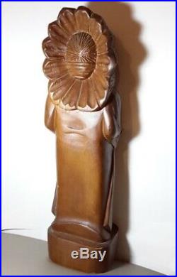 Wooden Cigar Store Indian Advertising Wood Carved. Tobacco Pipe & Humidor