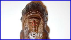 Wooden Cigar Store Indian Advertising Wood Carved. Tobacco Pipe & Humidor