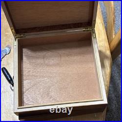 Wooden Contemporary Cigar Humidor with Hinged Lid and Interior Lining