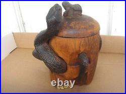 Wooden Human Skull Snake Frog Folk Art Tobacco Humidor For Cigarettes Cigar