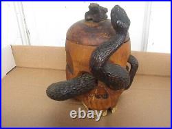 Wooden Human Skull Snake Frog Folk Art Tobacco Humidor For Cigarettes Cigar