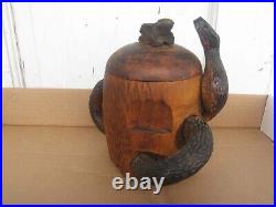 Wooden Human Skull Snake Frog Folk Art Tobacco Humidor For Cigarettes Cigar