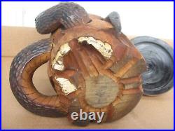 Wooden Human Skull Snake Frog Folk Art Tobacco Humidor For Cigarettes Cigar