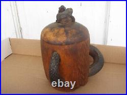 Wooden Human Skull Snake Frog Folk Art Tobacco Humidor For Cigarettes Cigar