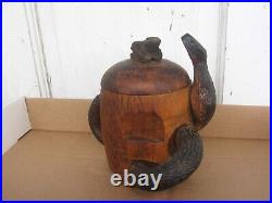 Wooden Human Skull Snake Frog Folk Art Tobacco Humidor For Cigarettes Cigar