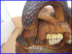 Wooden Human Skull Snake Frog Folk Art Tobacco Humidor For Cigarettes Cigar