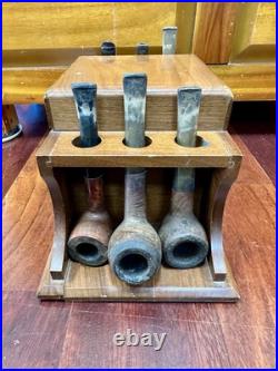 Wooden Humidor and Pipe Holder with 6 Wooden Pipes Wooden Humidor and Pipe Holder with 6 Wooden Pipes