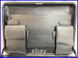 Zero Halliburton Aluminum Suit Attache Case Black Leather USA Vintage 44×33×13